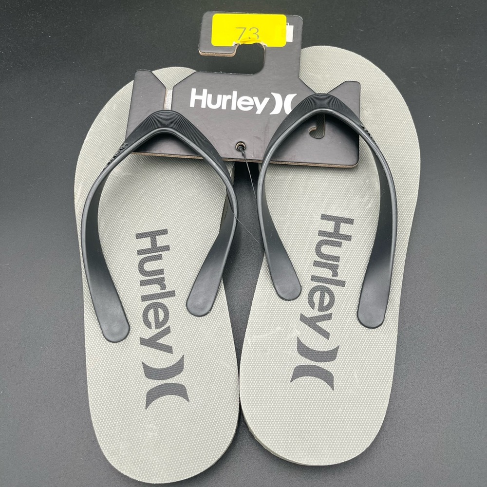 Hurley Grey and Black Flip Flops Men’s 9